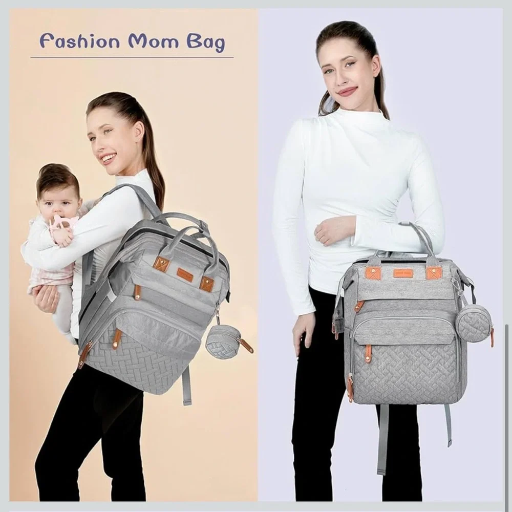 Baby‎ Diaper Bag Backpack - 7-in 1-Gray